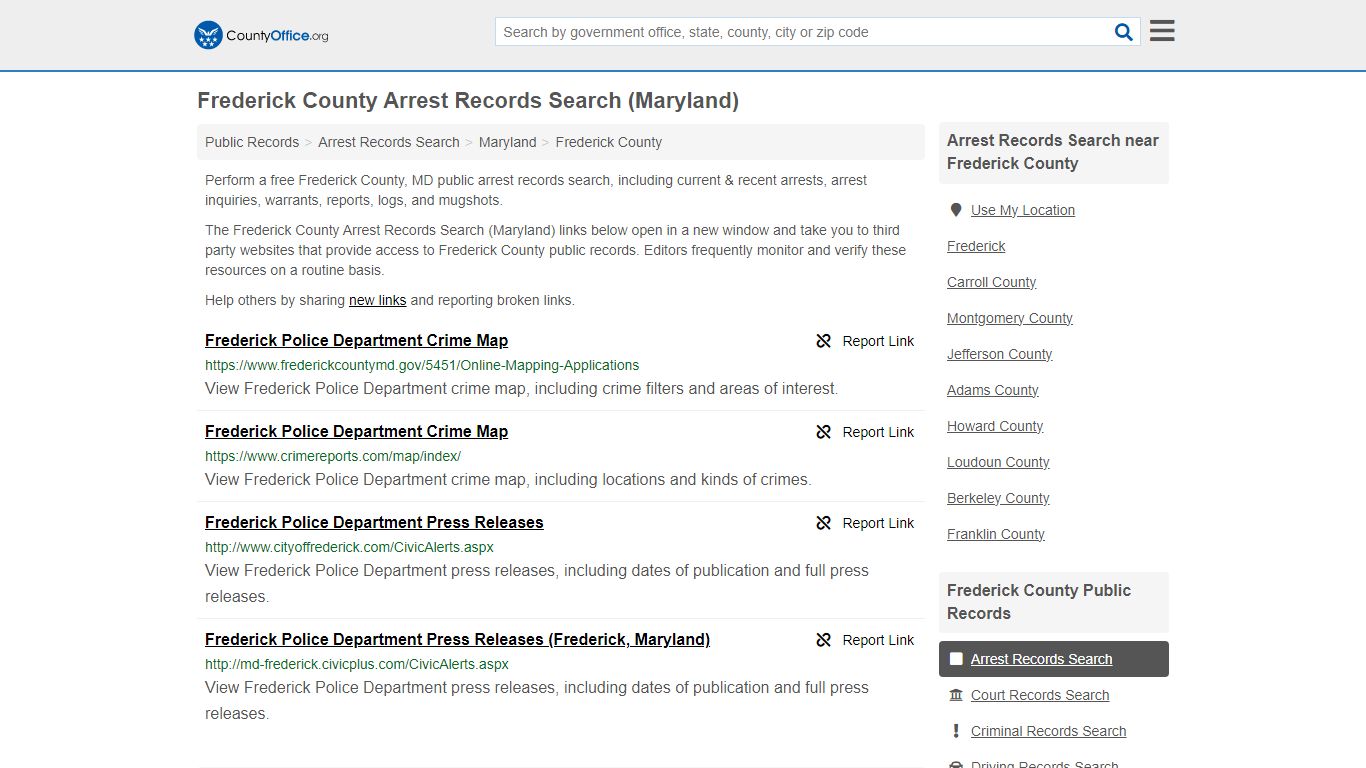Arrest Records Search - Frederick County, MD (Arrests & Mugshots)