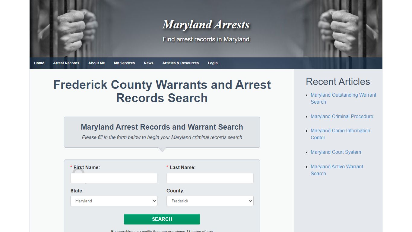 Frederick County Warrants and Arrest Records Search